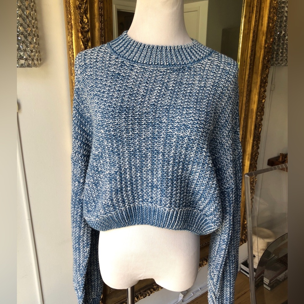 AMO Blue and White Knit Sweater size medium